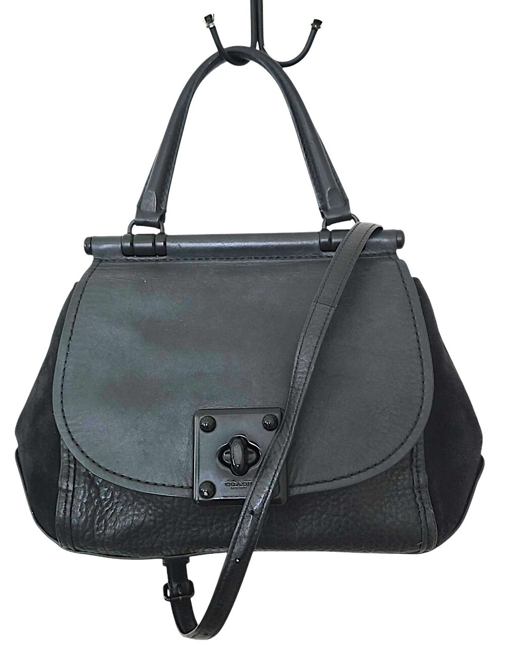 Coach Drifter Top-Handle Satchel Crossbody Mixed Leather Black Hardware 38388